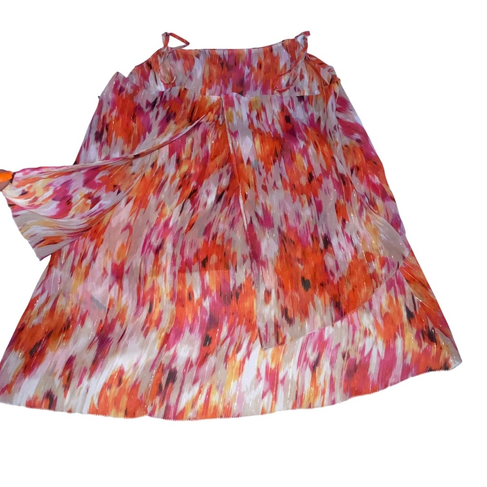 ANA Ikat Golden Poppy Sheer Tiered Strappy Multi Color Top Women’s Large NWT - Picture 9 of 15